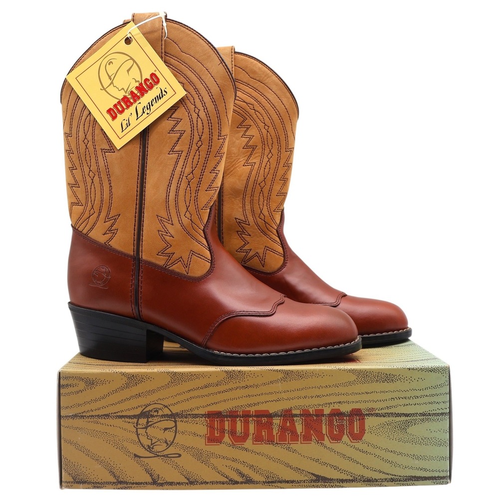 Durango Western Boots Kids Size 3 D Vintage 2004 Brown Tan Leather Lil Legends